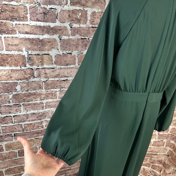 Worthington Women's Forest Green Bow Tie Midi Dress Long Sleeve Career Size M - Picture 9 of 16